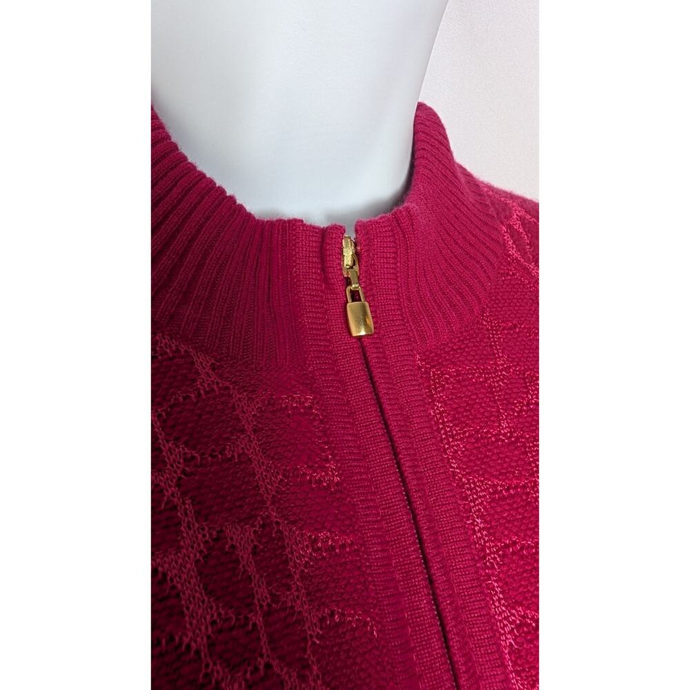 St John Sweater Womens Dark Pink Giraffe Gold Full Zip Cashmere Blend Jacket M - Picture 4 of 7